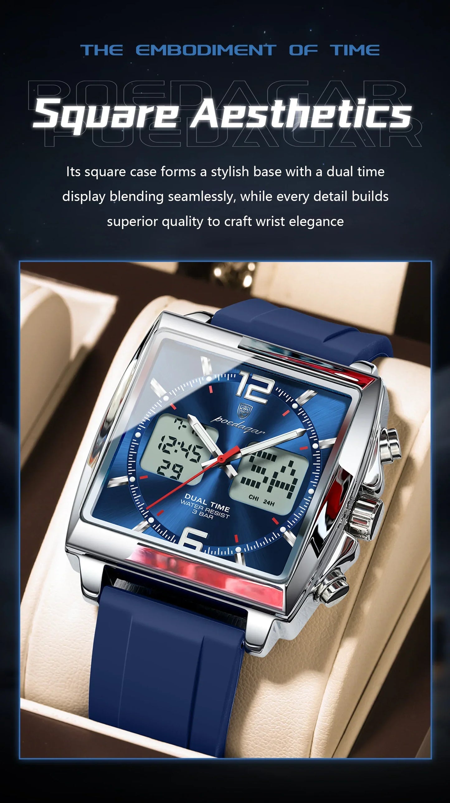 POEDAGAR DualTech Sport Watch