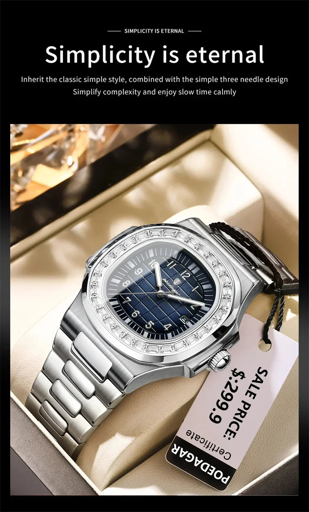 POEDAGAR Luxury Steel Watch