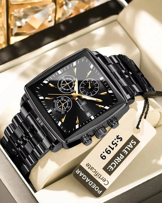 POEDAGAR Prestige Square Chronograph-Uhr