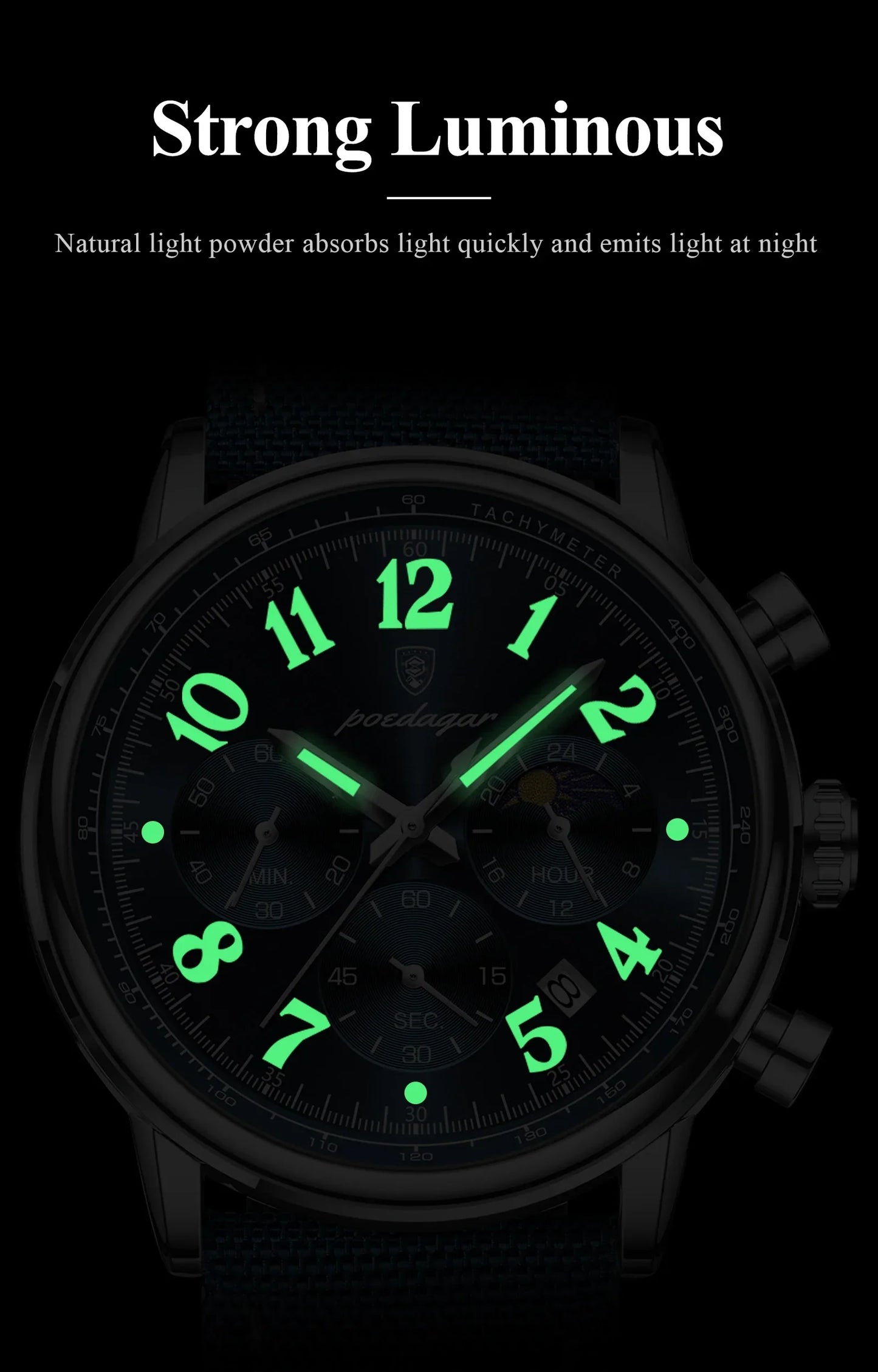 POEDAGAR Tactical Chronograph Watch