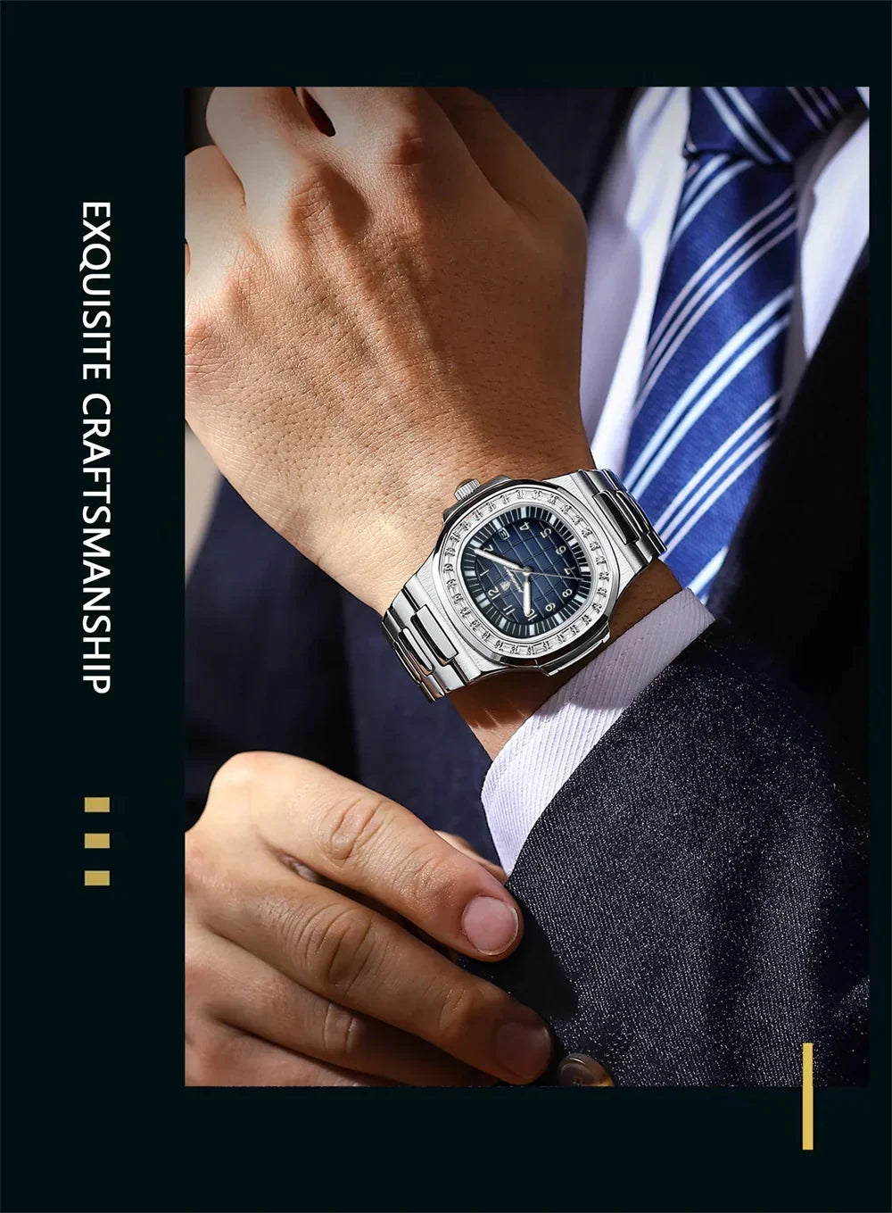 POEDAGAR Luxury Steel Watch