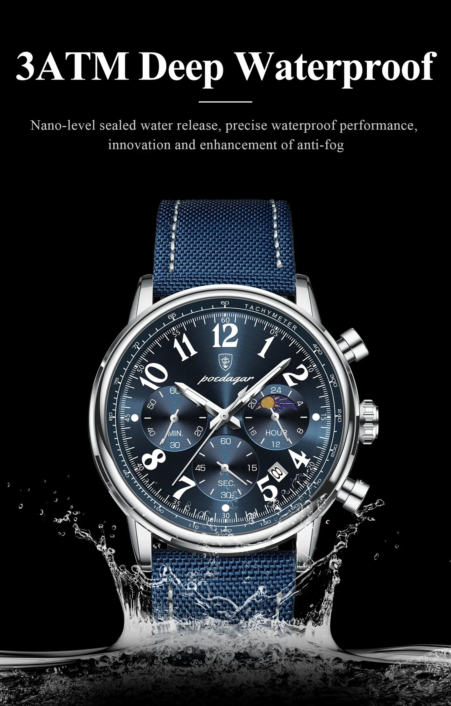 POEDAGAR Tactical Chronograph Watch