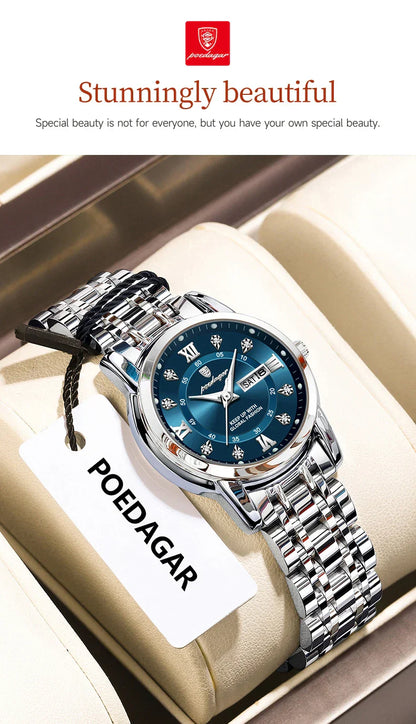 POEDAGAR Elegant Steel Watch