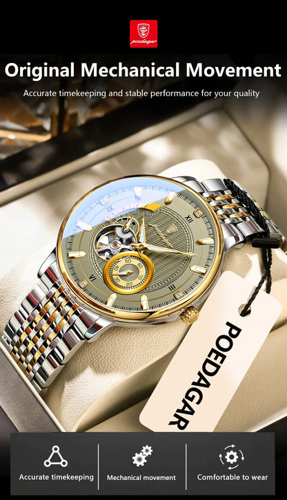 POEDAGAR Prestige Skeleton Automatic Watch
