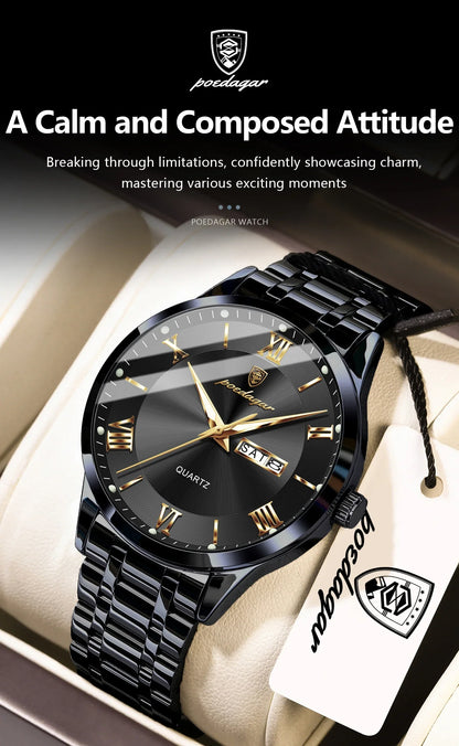 POEDAGAR Classic Day-Date Watch