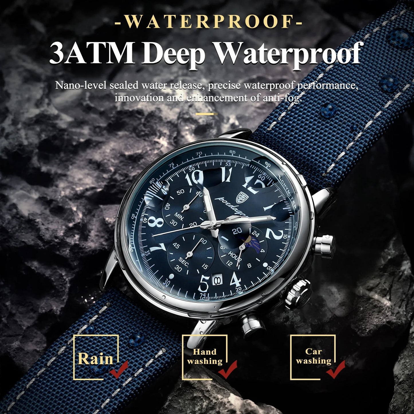 POEDAGAR Tactical Chronograph Watch
