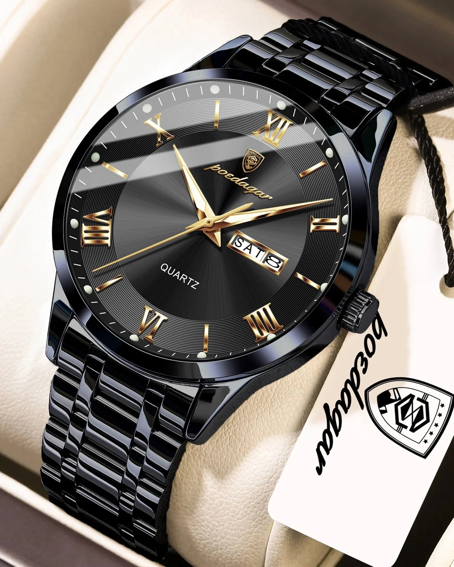POEDAGAR Classic Day-Date Watch