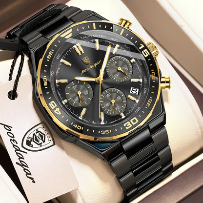 POEDAGAR Chrono Steel Watch