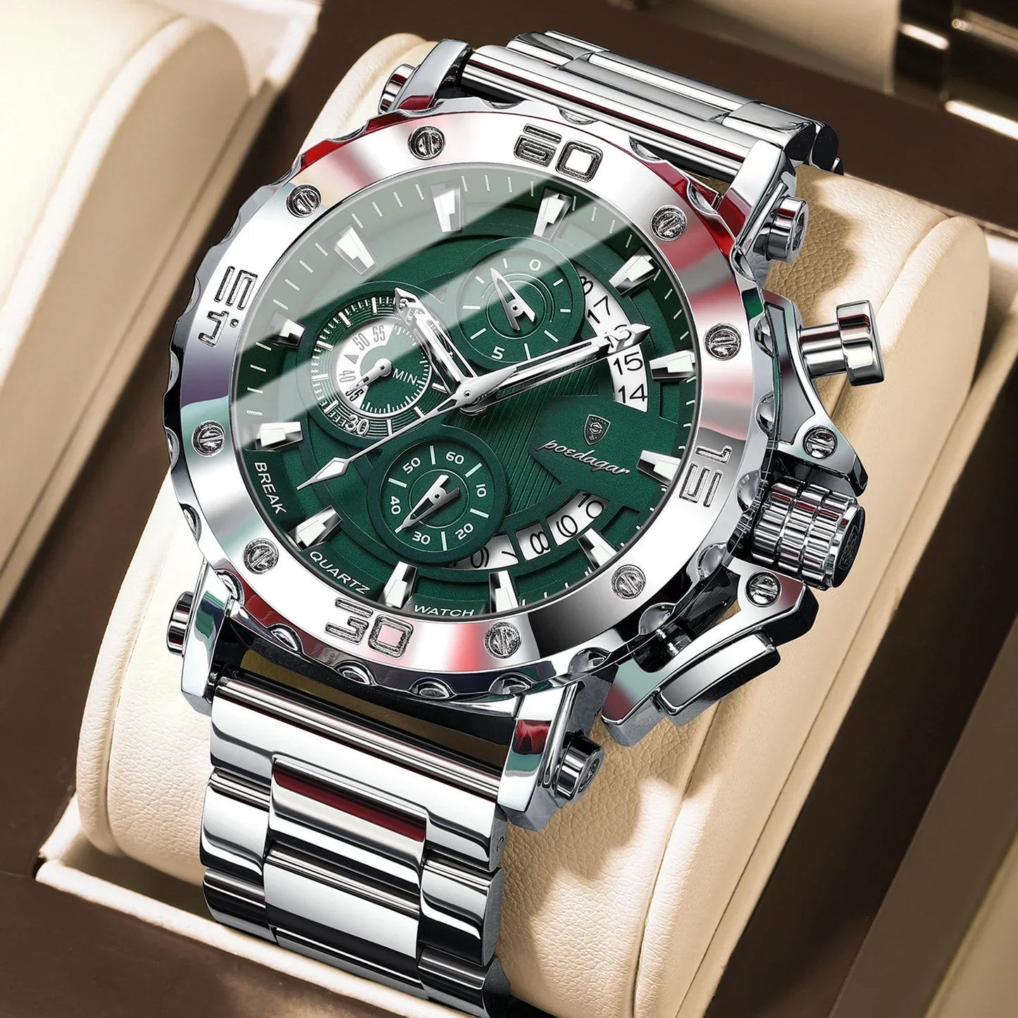 POEDAGAR Titan Chronograph Watch