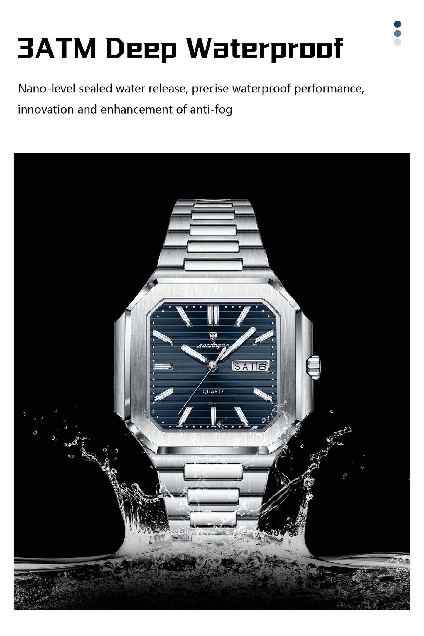 POEDAGAR Royal Square Watch