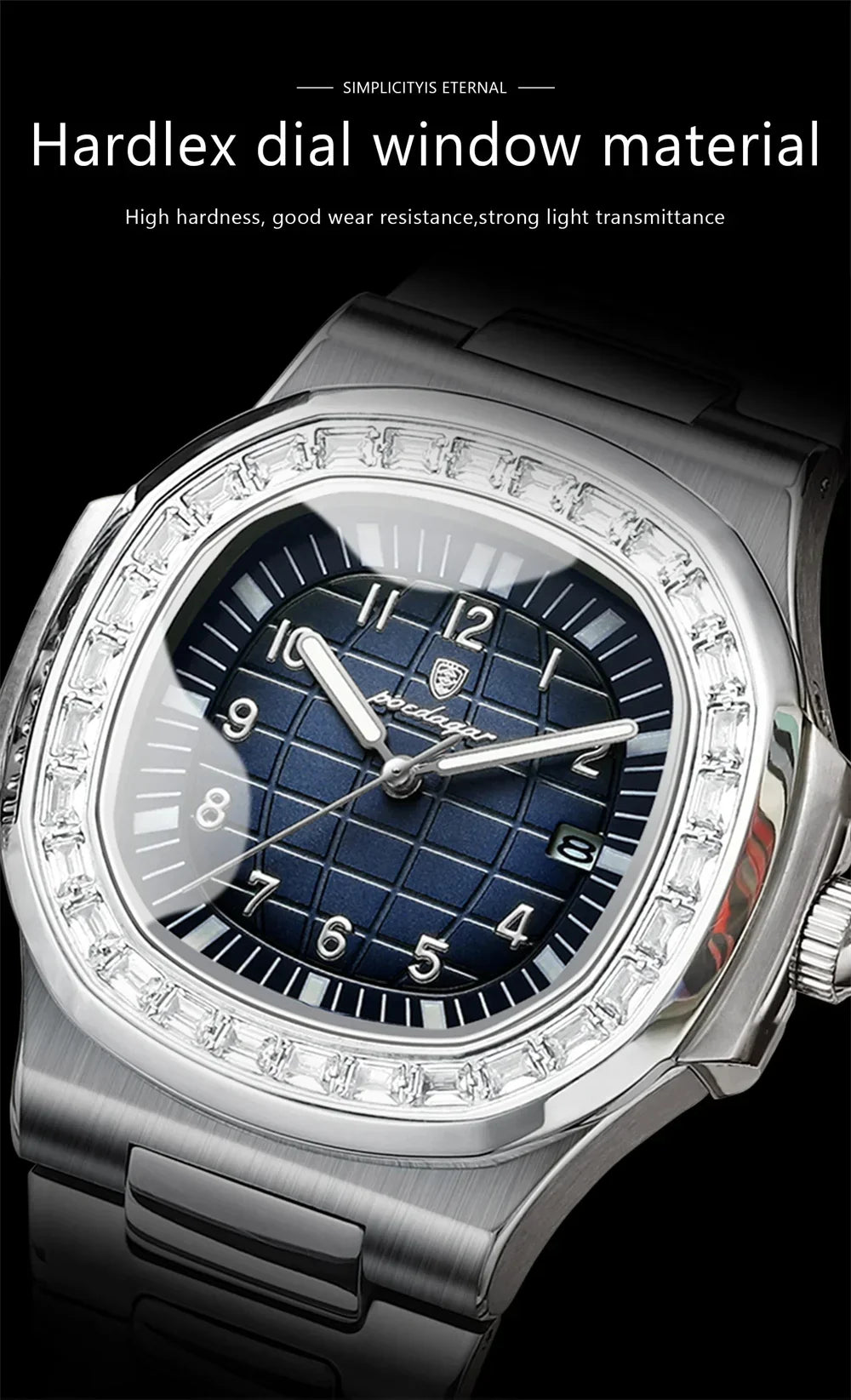 POEDAGAR Luxury Steel Watch