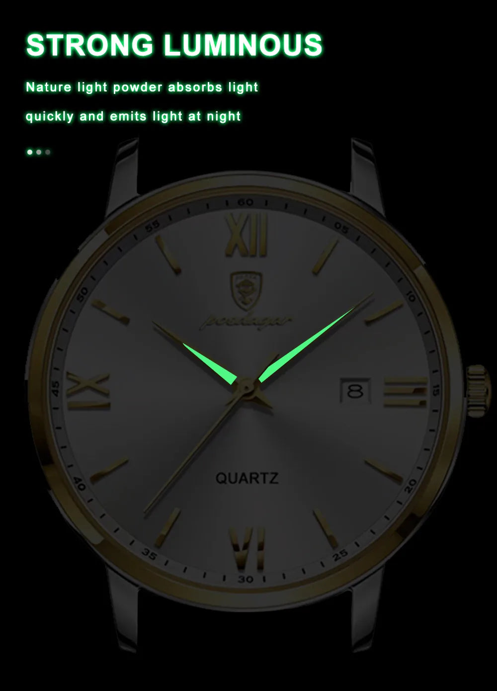 POEDAGAR Minimal Date Leather Watch