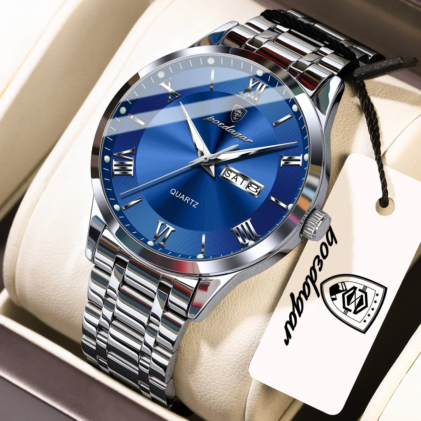 POEDAGAR Classic Day-Date Watch