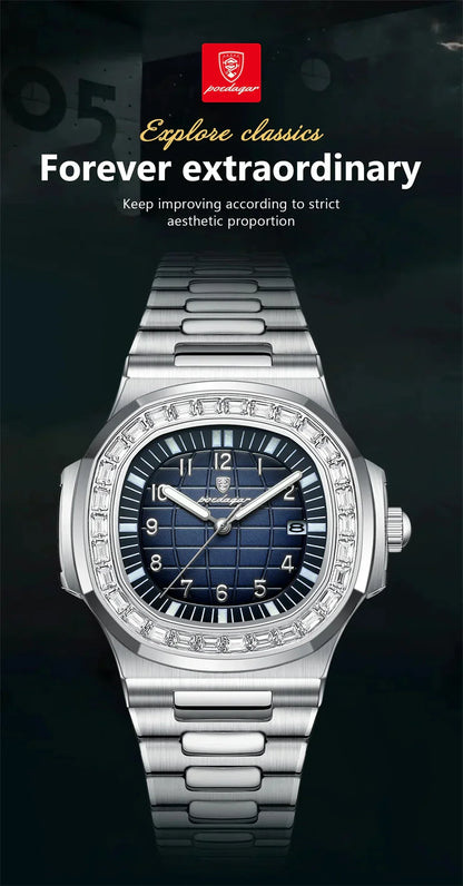 POEDAGAR Luxury Steel Watch