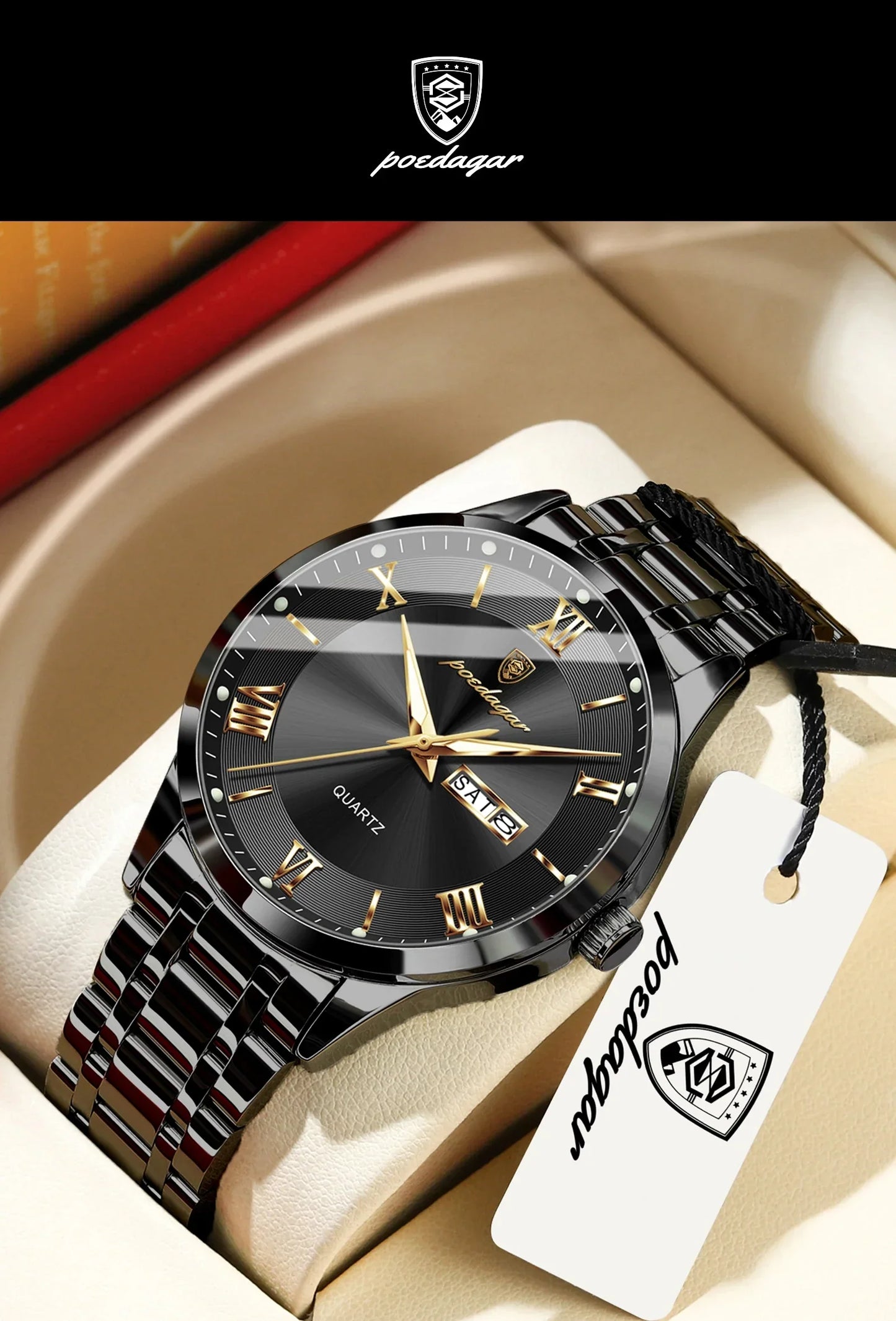 POEDAGAR Classic Day-Date Watch