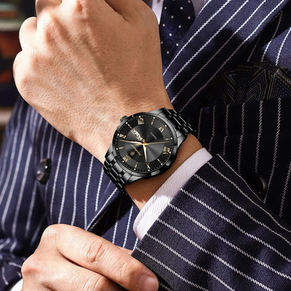 POEDAGAR Classic Day-Date Watch
