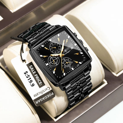POEDAGAR Prestige Square Chronograph Watch
