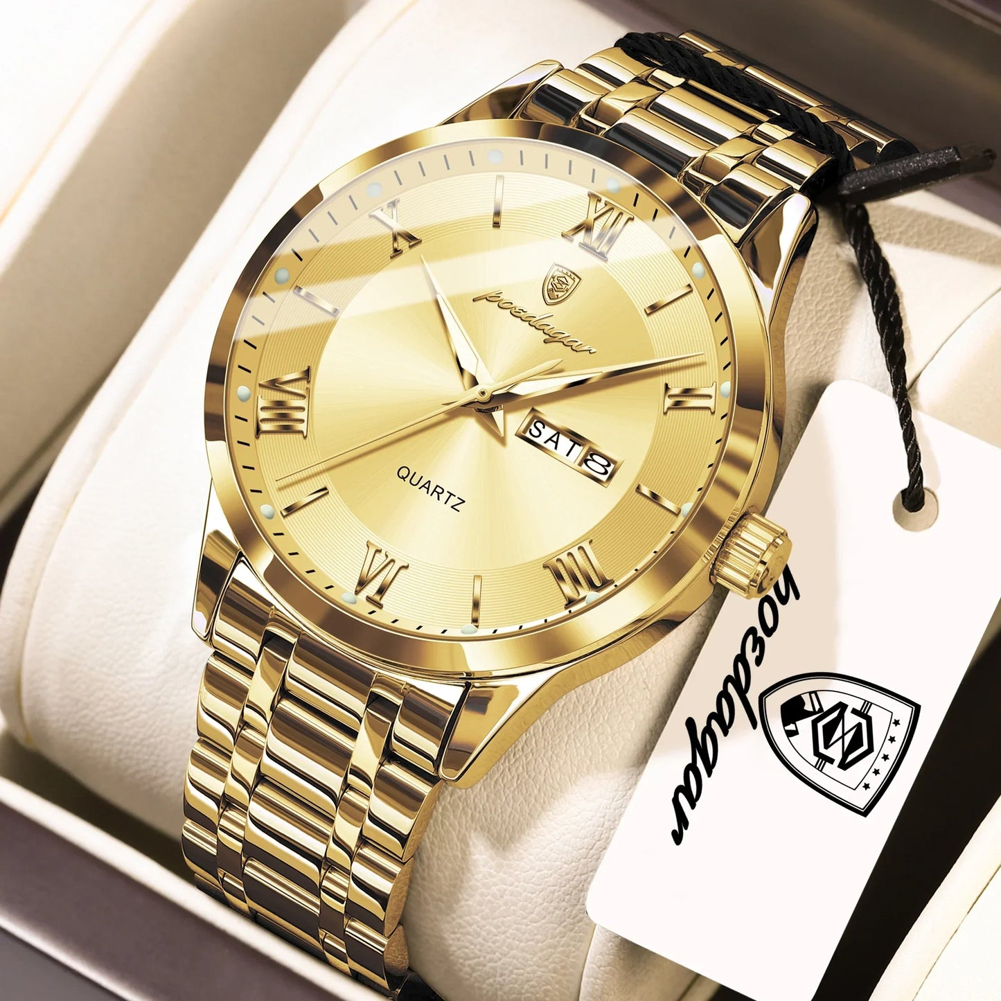 POEDAGAR Classic Day-Date Watch