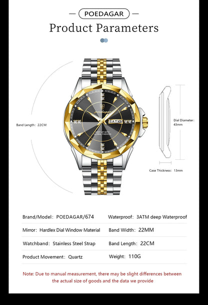 POEDAGAR Royal Steel Watch