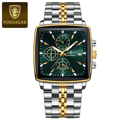 POEDAGAR Square Steel Watch
