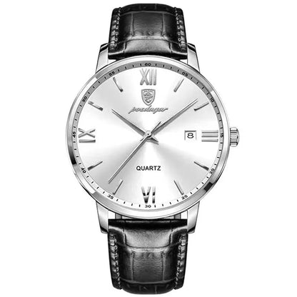 POEDAGAR Minimal Date Leather Watch
