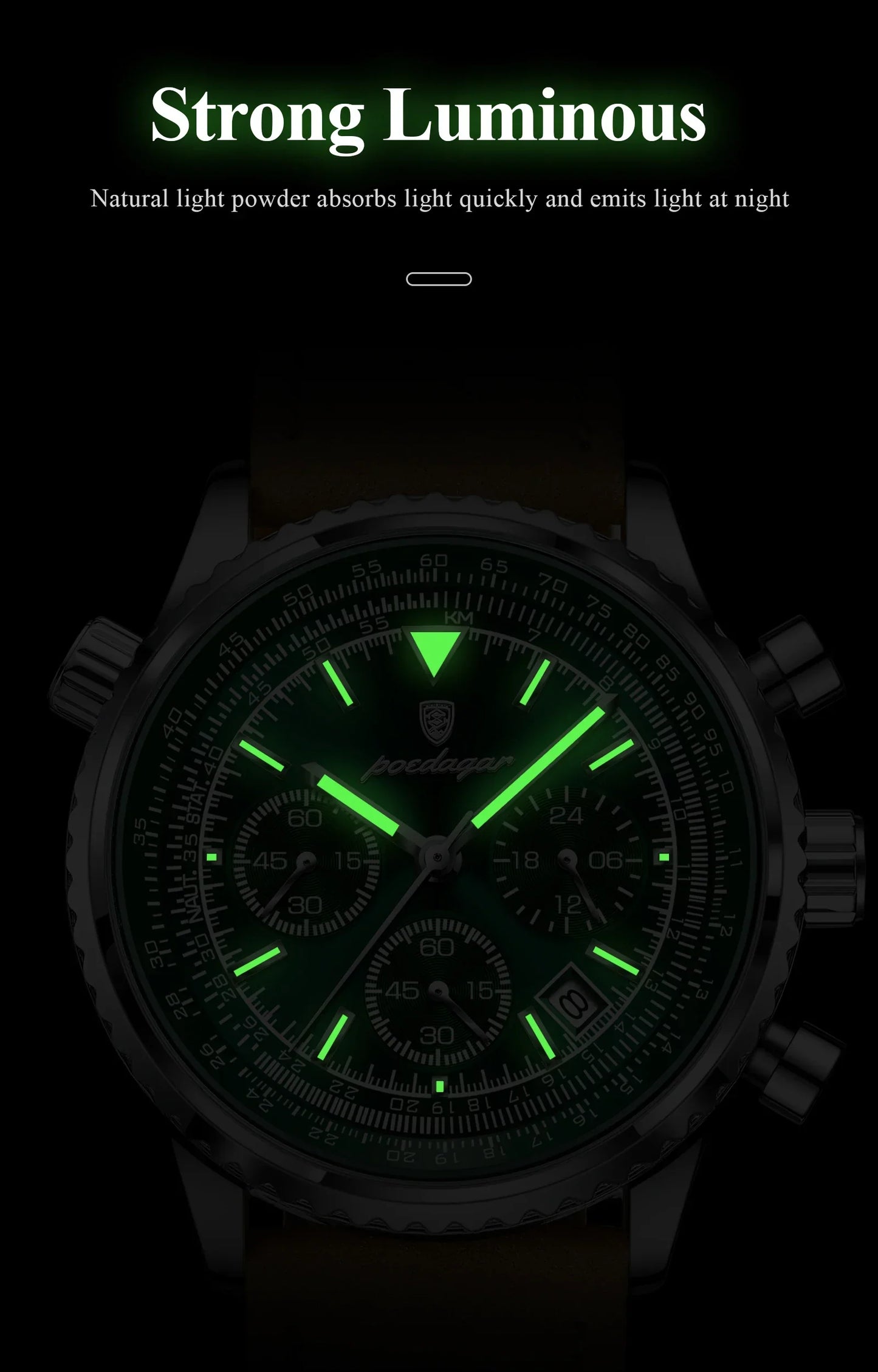 POEDAGAR Chrono Leather Watch
