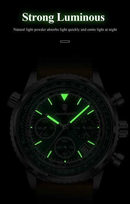 POEDAGAR Chrono Leather Watch