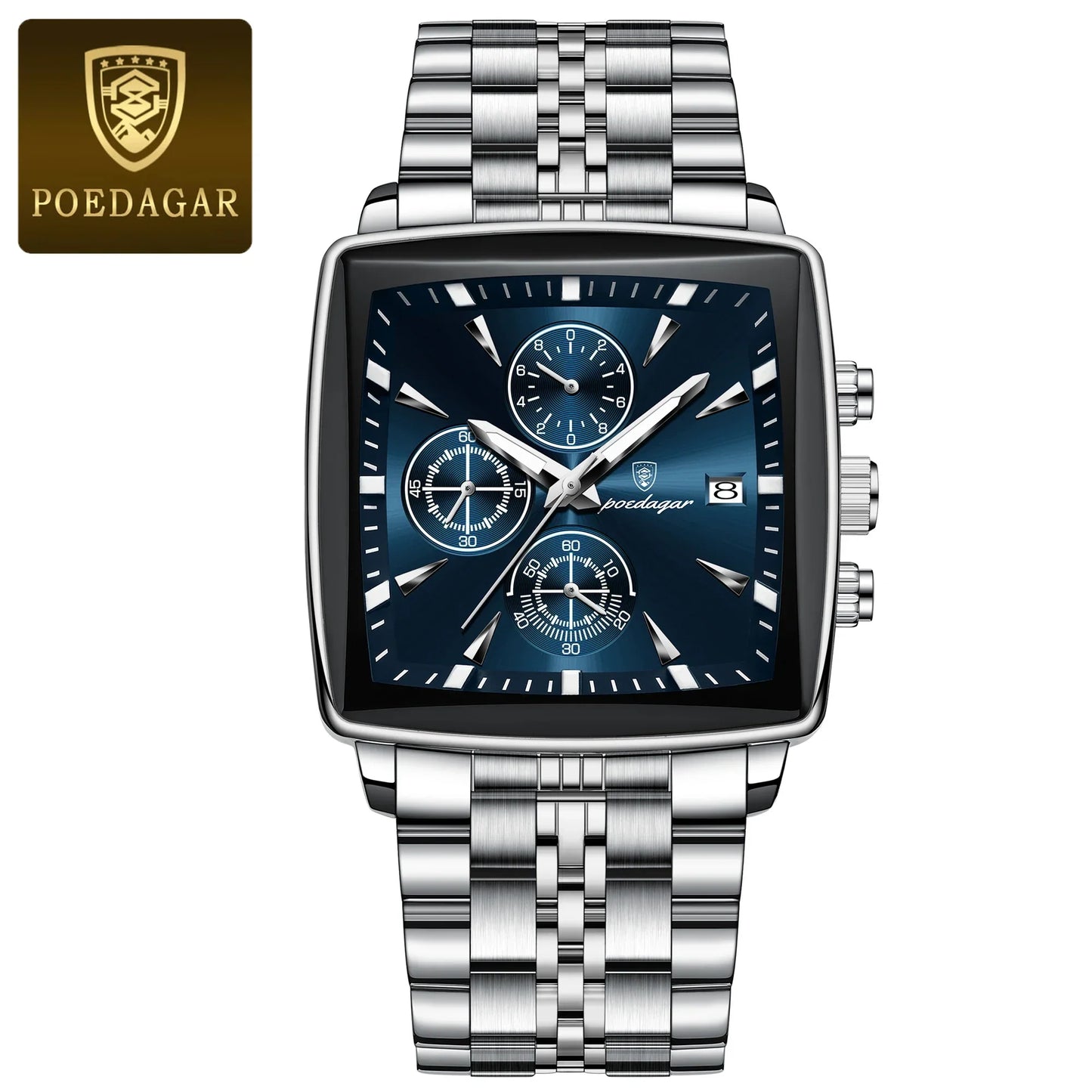 POEDAGAR Prestige Square Chronograph Watch