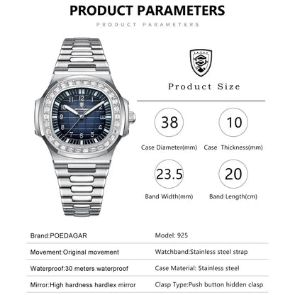 POEDAGAR Luxury Steel Watch
