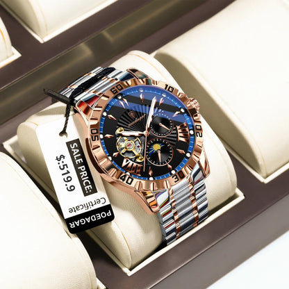 POEDAGAR Prestige Automatic Skeleton Sport Watch