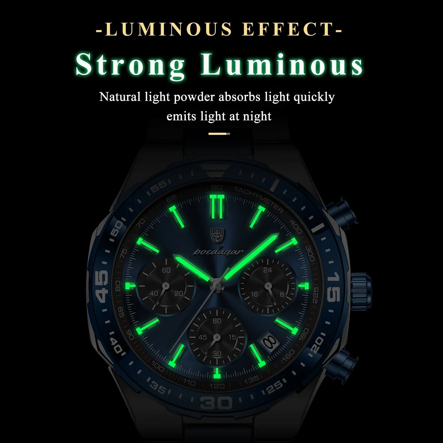 POEDAGAR Chrono Steel Watch