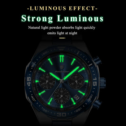 POEDAGAR Chrono Steel Watch