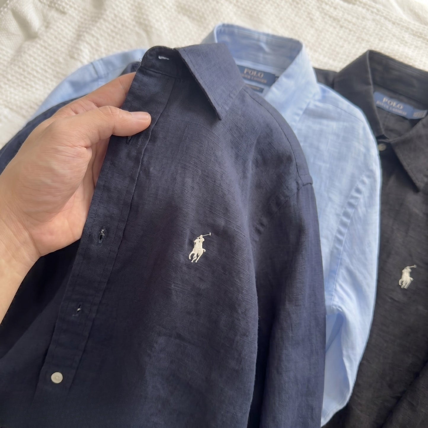 Ralph Lauren Leinen/Remi Mischgewebe Hemd, Marine