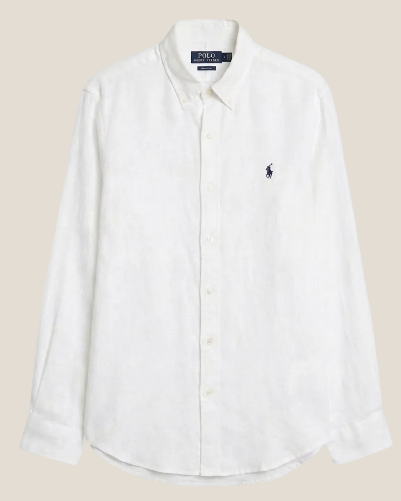 Ralph Lauren Hemd aus Leinen-Remi-Mischung, Weiß