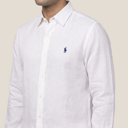 Ralph Lauren Hemd aus Leinen-Remi-Mischung, Weiß