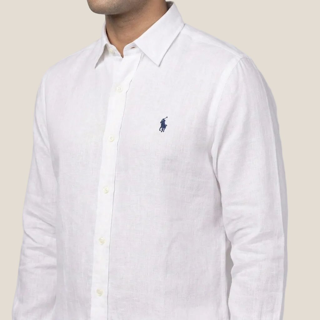 Ralph Lauren Hemd aus Leinen-Remi-Mischung, Weiß
