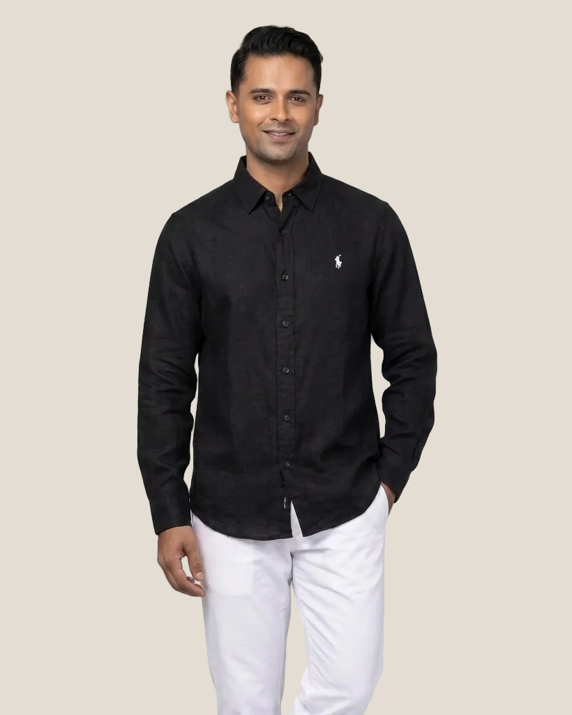 Ralph Lauren Leinen/Remi-Mischgewebe Hemd, Schwarz