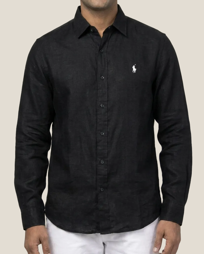Ralph Lauren Leinen/Remi-Mischgewebe Hemd, Schwarz