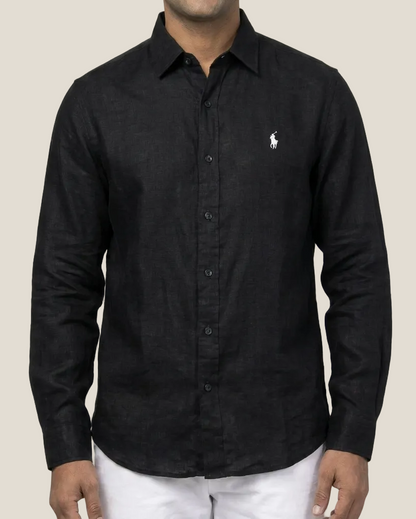 Ralph Lauren Leinen/Remi-Mischgewebe Hemd, Schwarz