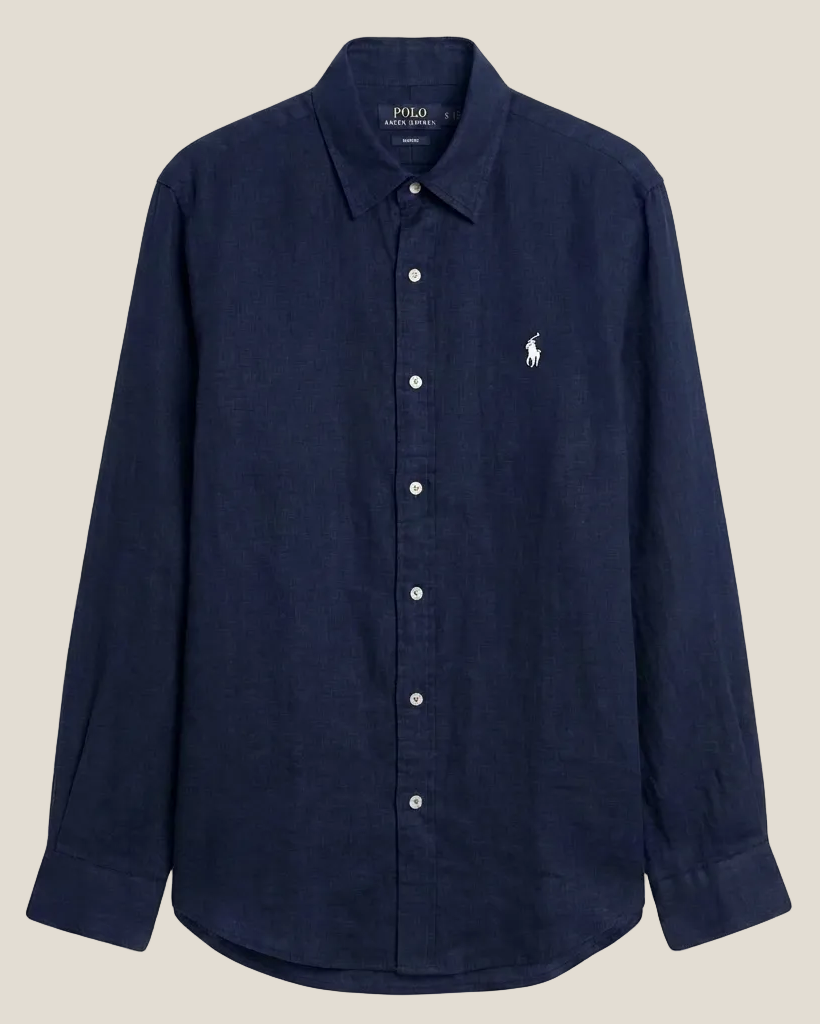 Ralph Lauren Leinen/Remi Mischgewebe Hemd, Marine