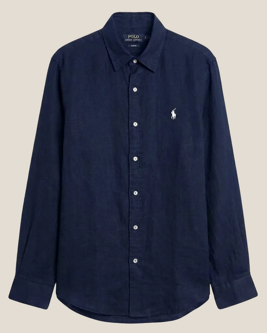 Ralph Lauren Leinen/Remi Mischgewebe Hemd, Marine