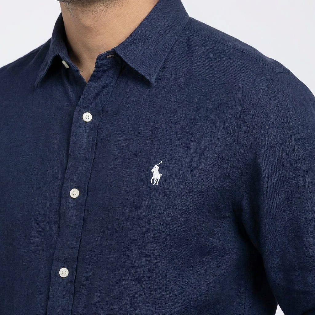 Ralph Lauren Leinen/Remi Mischgewebe Hemd, Marine