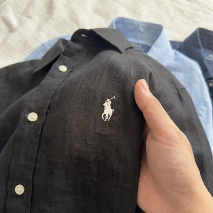 Ralph Lauren Leinen/Remi-Mischgewebe Hemd, Schwarz