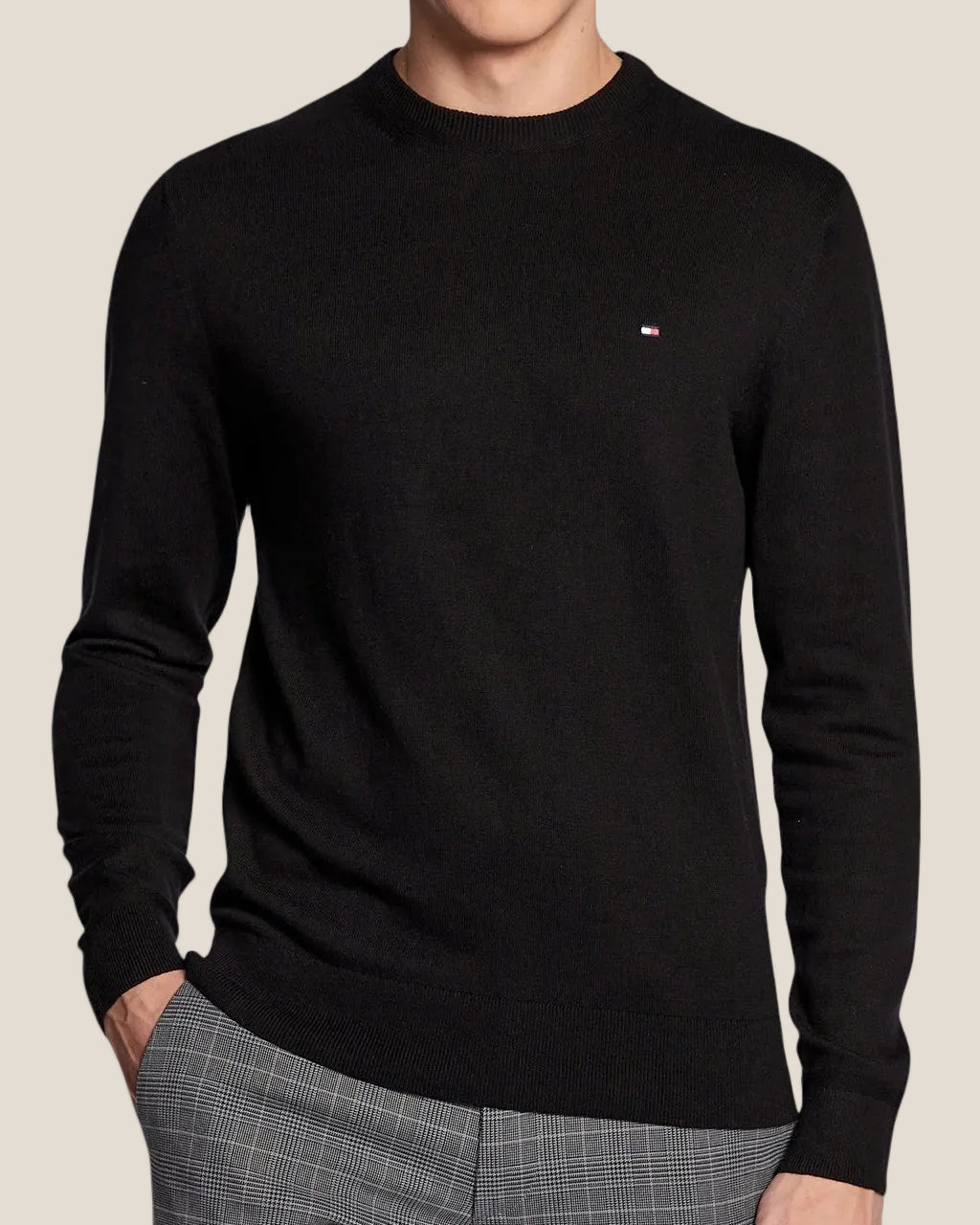 Maglione Girocollo In Misto Cashmere Con Logo Bandierina Ricamato