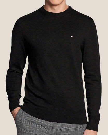 Maglione Girocollo In Misto Cashmere Con Logo Bandierina Ricamato