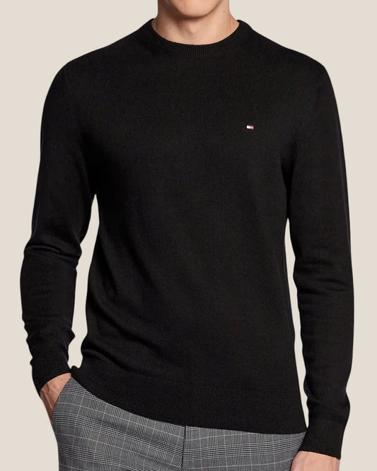Maglione Girocollo In Misto Cashmere Con Logo Bandierina Ricamato