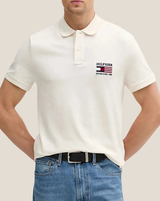 Polo Maniche Corte Bandiera Ricamata