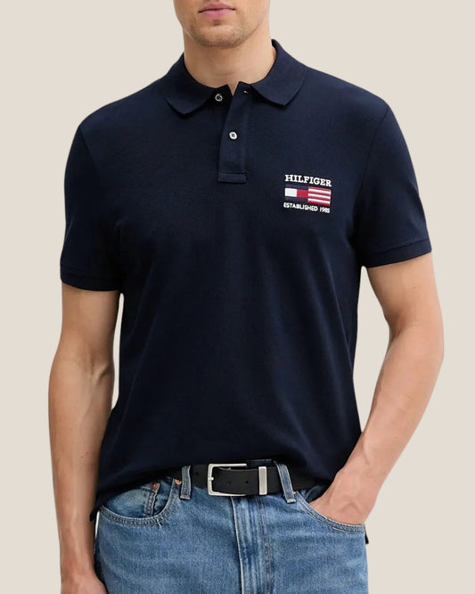 Polo Maniche Corte Bandiera Ricamata