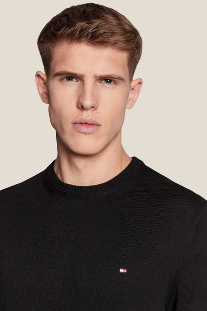 Maglione Girocollo In Misto Cashmere Con Logo Bandierina Ricamato