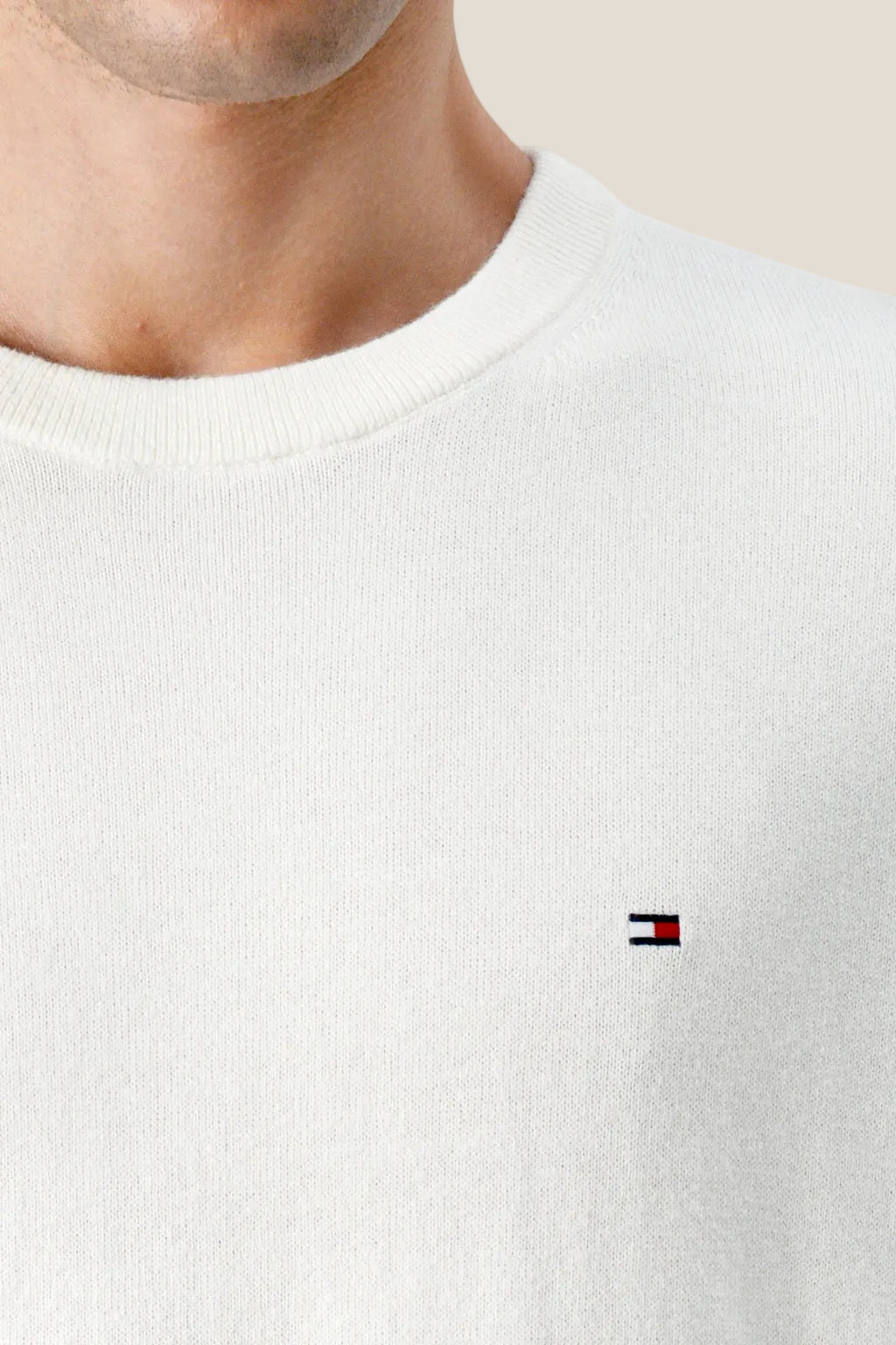 Maglione Girocollo In Misto Cashmere Con Logo Bandierina Ricamato
